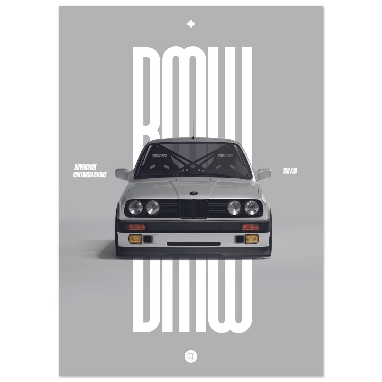 Car Poster - BMW E30 - White