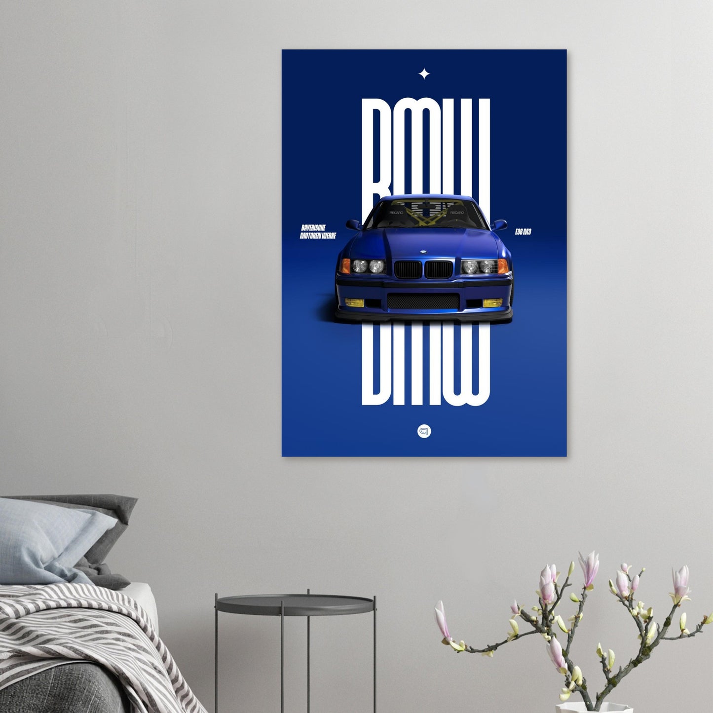 Car Poster - BMW E36 - Blue