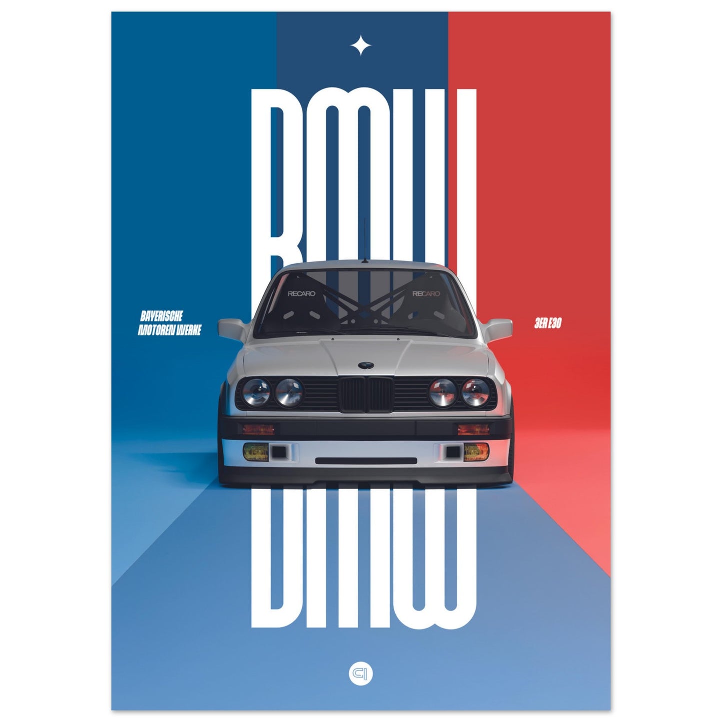 Car Poster - BMW E30 - M Color