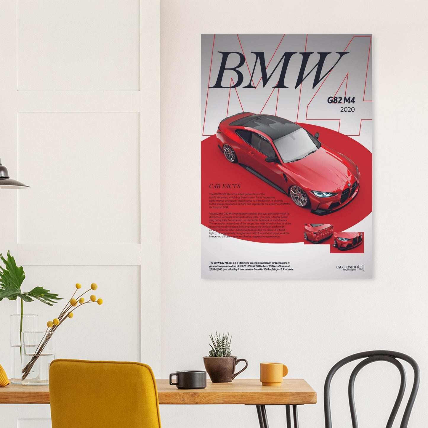 Car Poster - BMW G82 M4 - Red