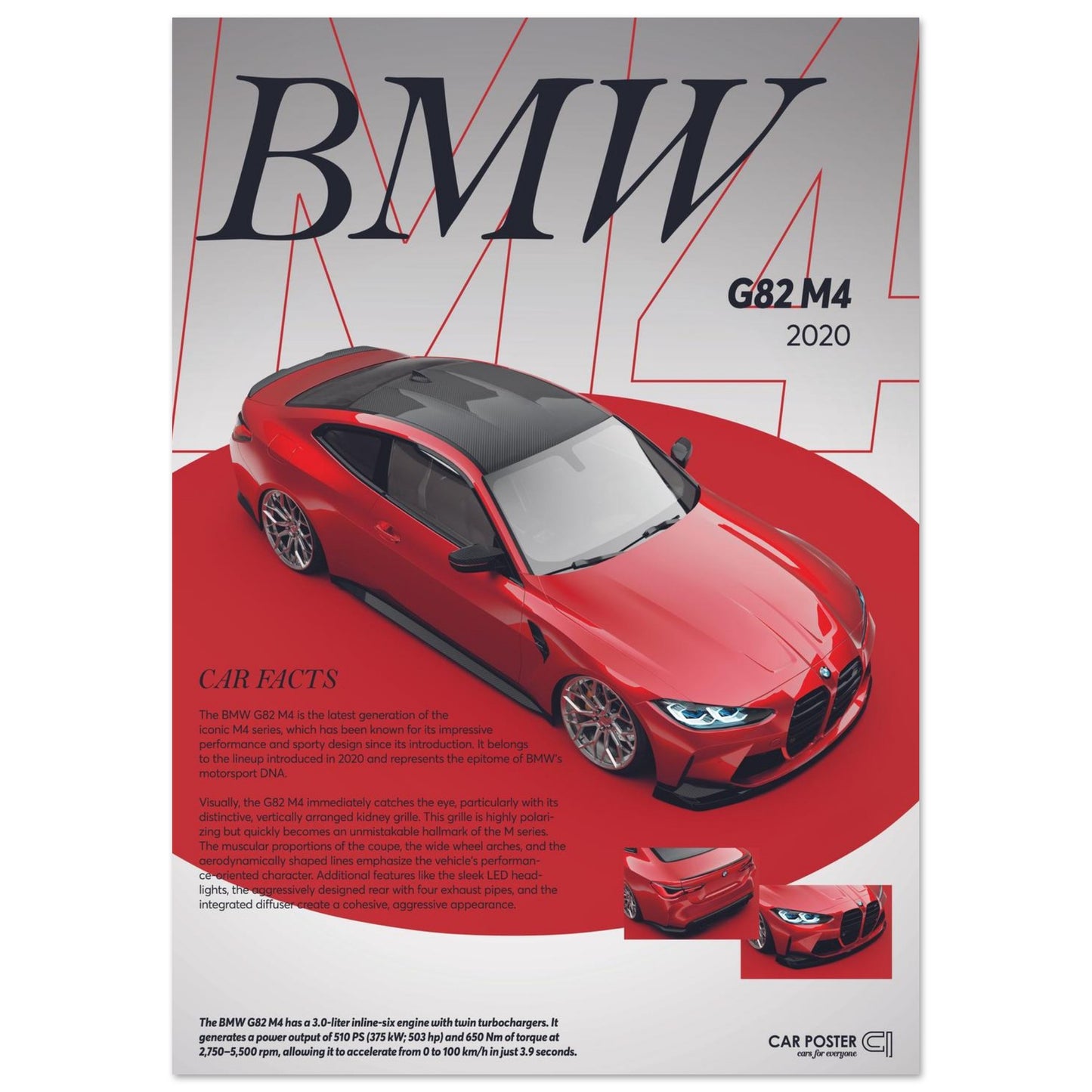 Car Poster - BMW G82 M4 - Red