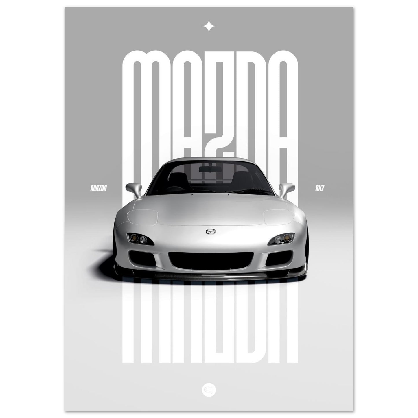 Car Poster - Mazda RX7 - White
