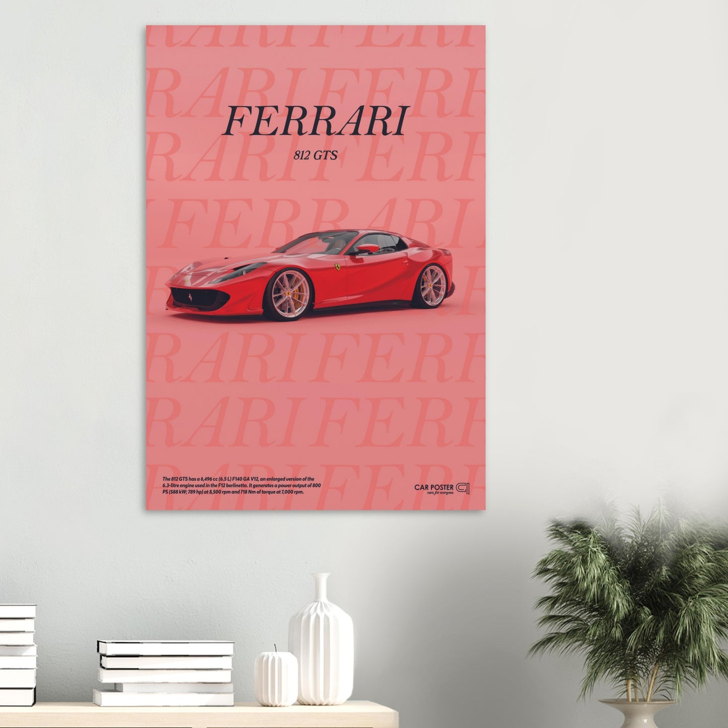 Car Poster - Ferrari 812 GTS Typography - Red