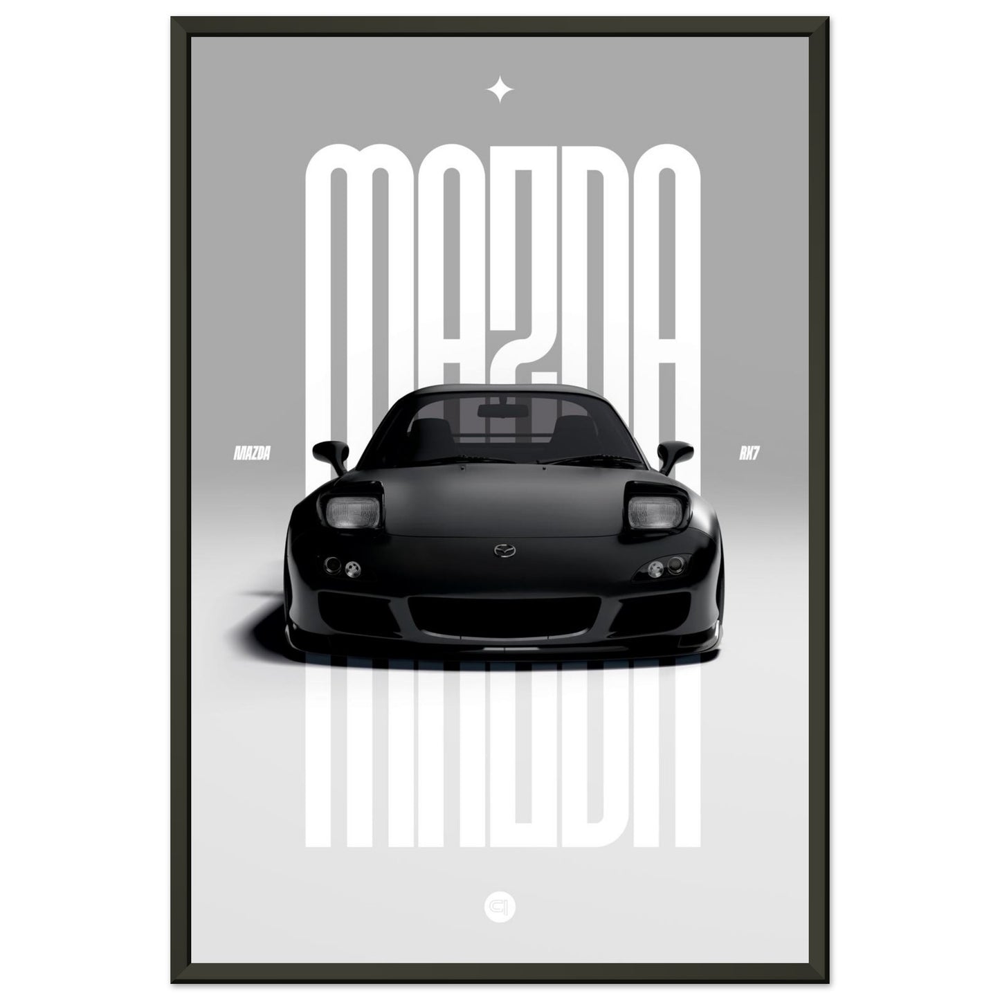 Framed Car Poster - Mazda RX7 - Black Pop up