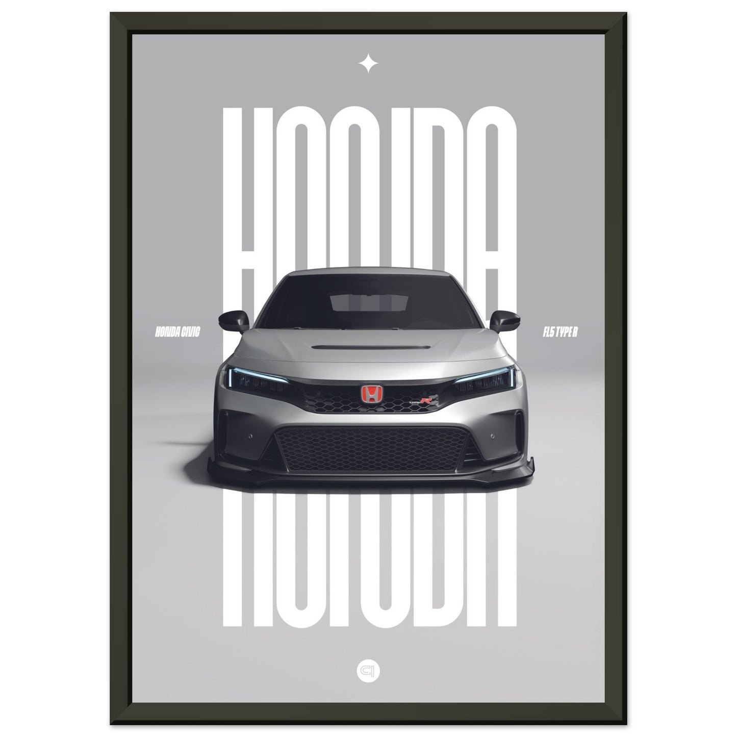 Framed Car Poster - Honda Civic FL5 Type R - White