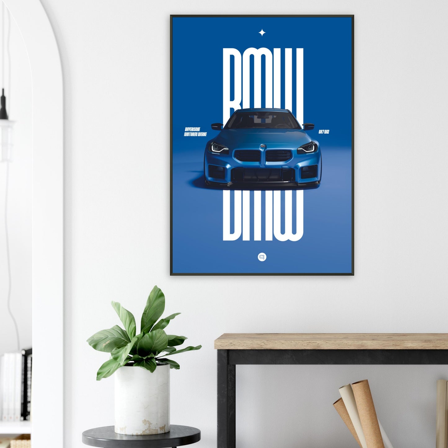 Framed Car Poster - BMW G87 M2 - Blue