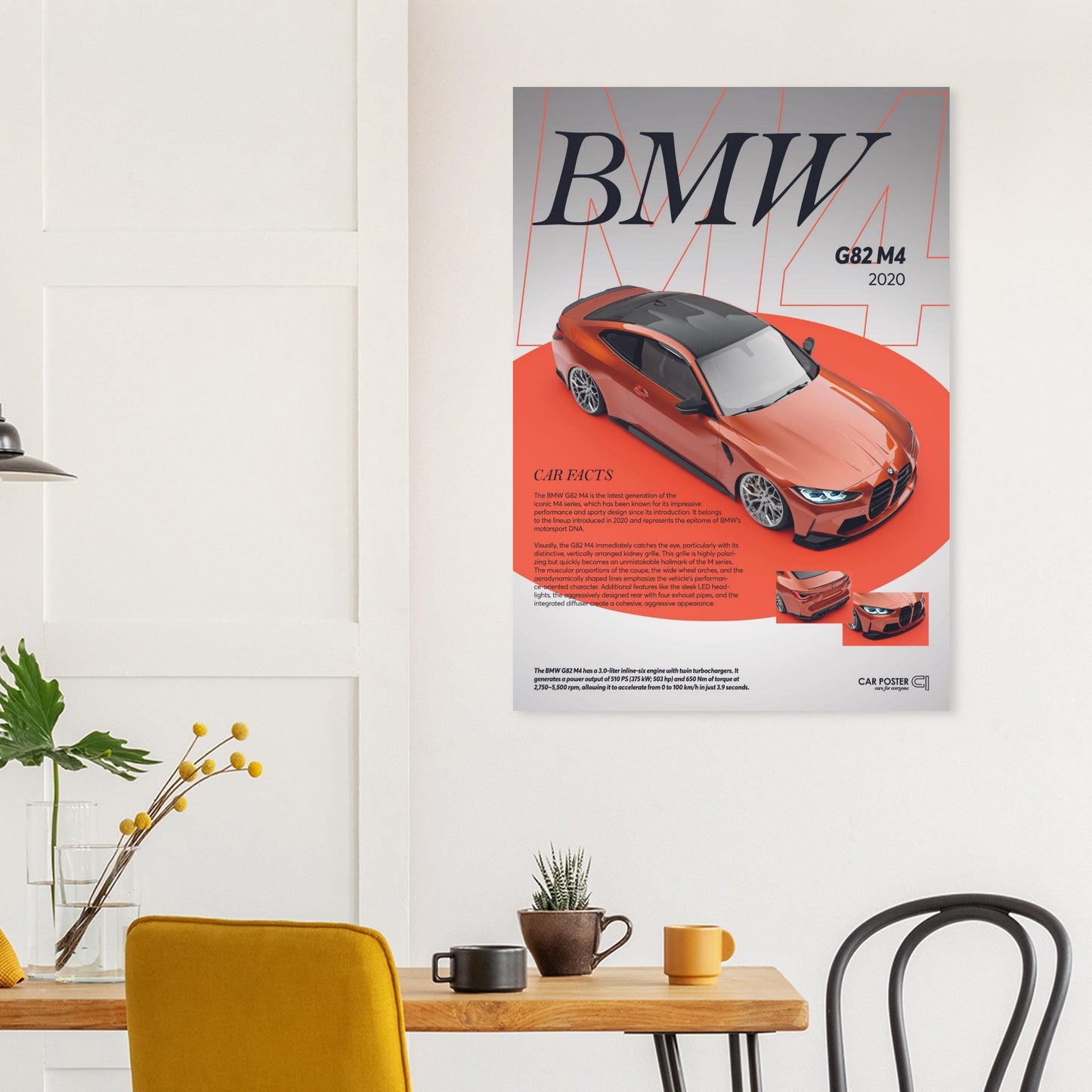 Car Poster - BMW G82 M4 - Orange