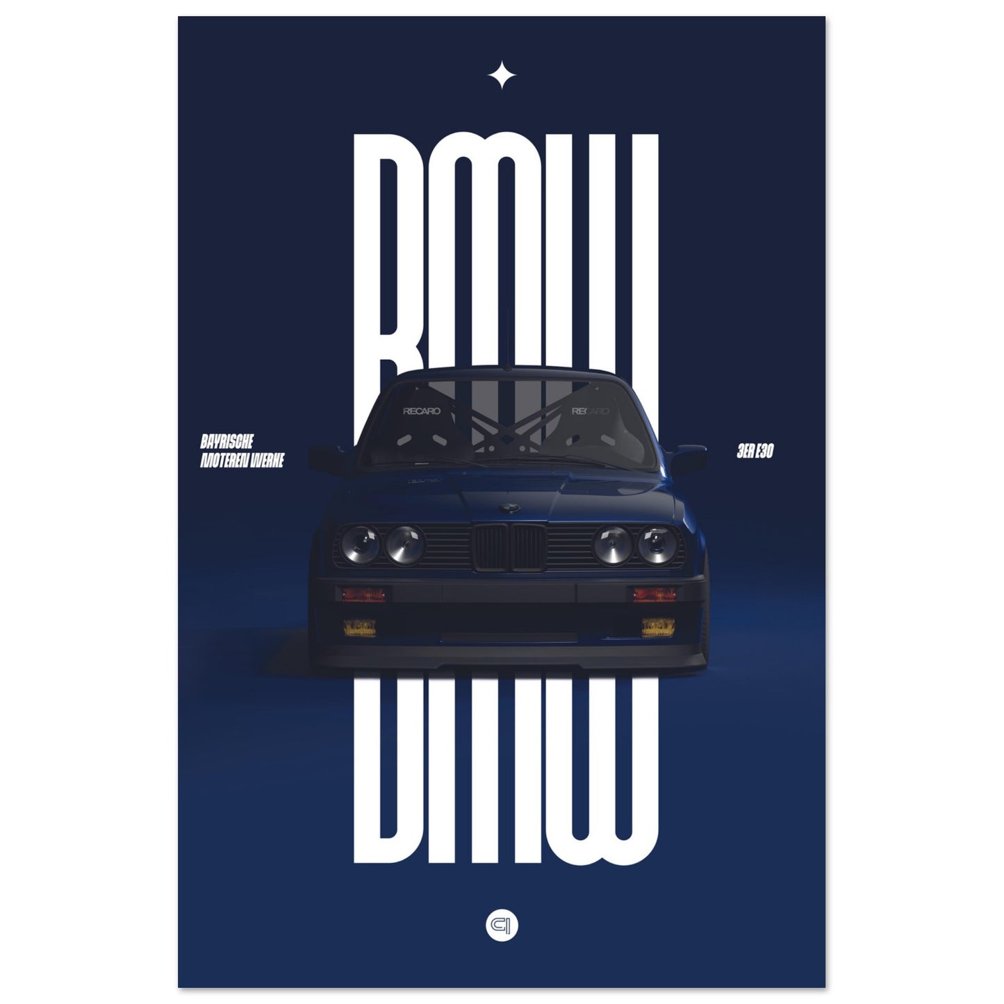 Car Poster - BMW E30 - Darkblue