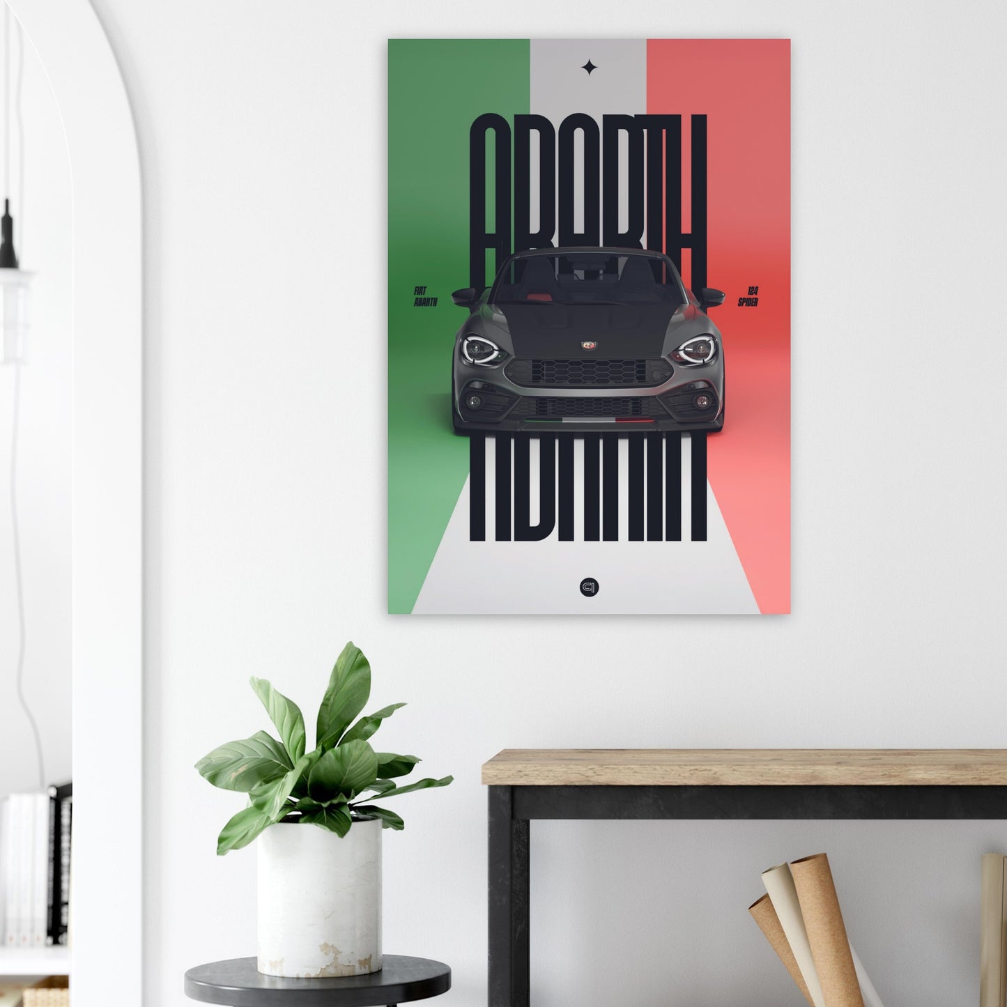 Car Poster - Fiat Abarth 124 Spider - Italy black typo