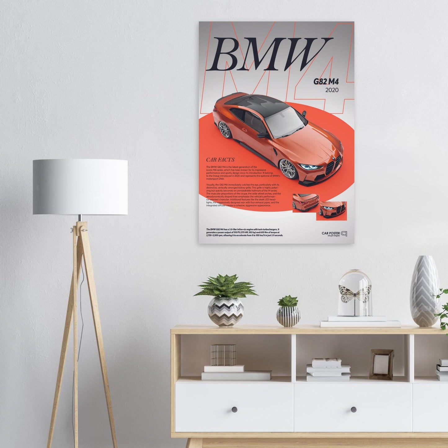 Car Poster - BMW G82 M4 - Orange