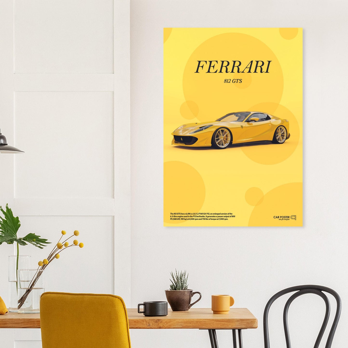 Car Poster - Ferrari 812 GTS Bubblegum - Yellow