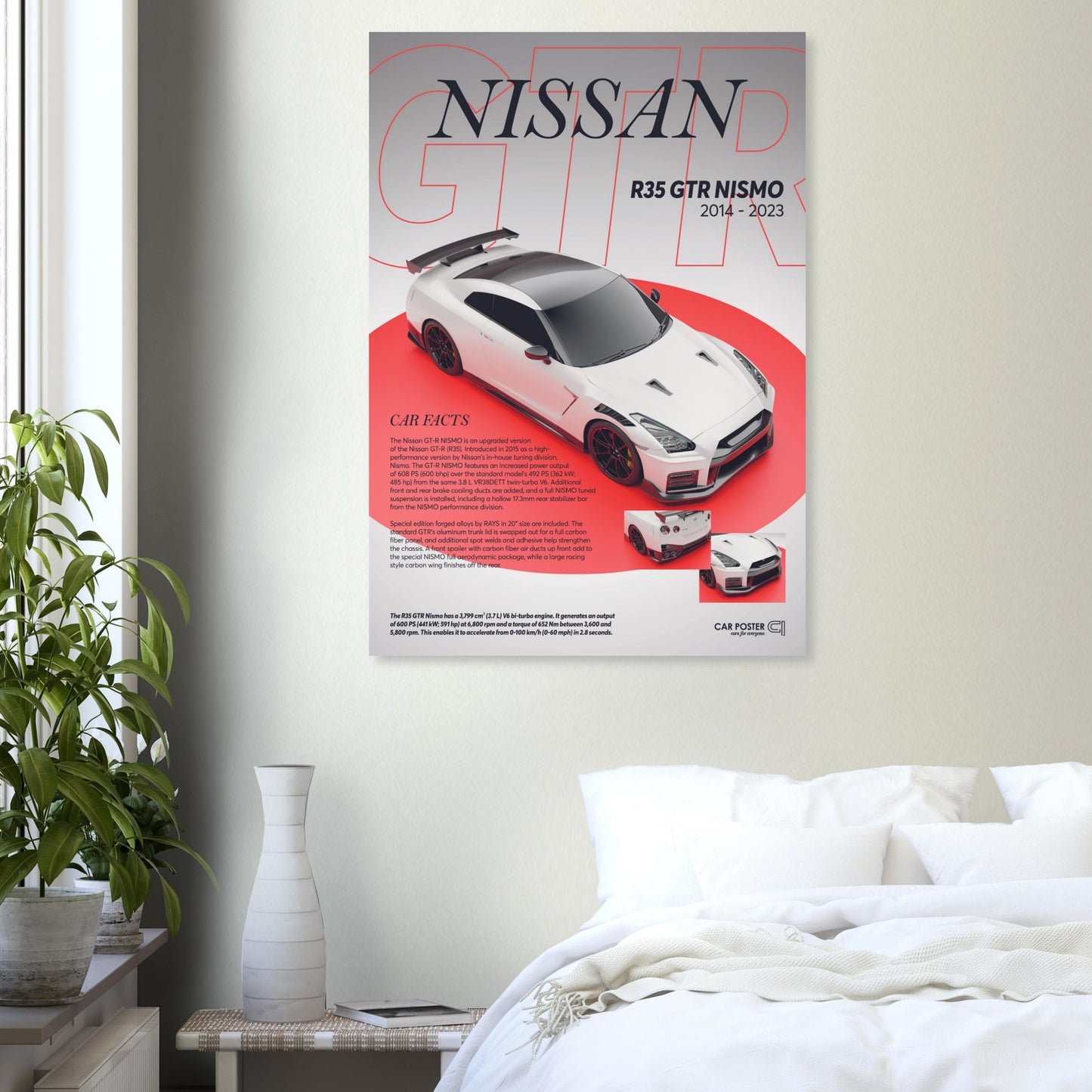 Car Poster - Nissan R35 GTS Nismo - White