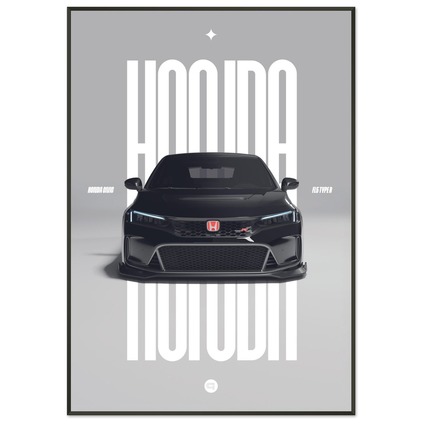 Framed Car Poster - Honda Civic FL5 Type R - White