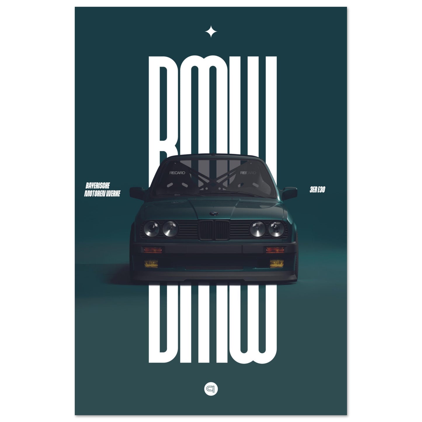 Car Poster - BMW E30 - Green