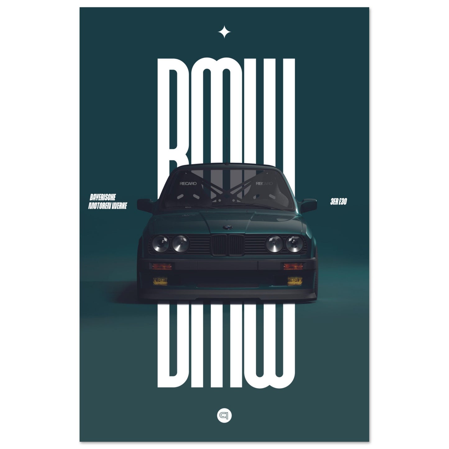 Car Poster - BMW E30 - Green