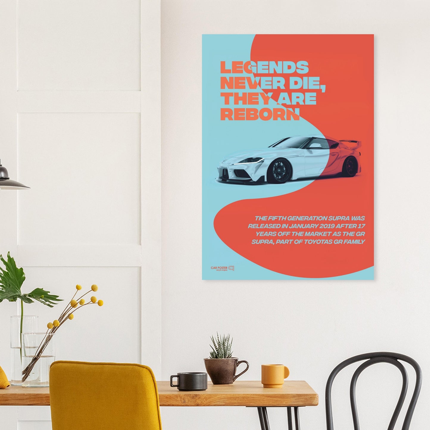 Car Poster - Toyota GR Supra Legend - Orange
