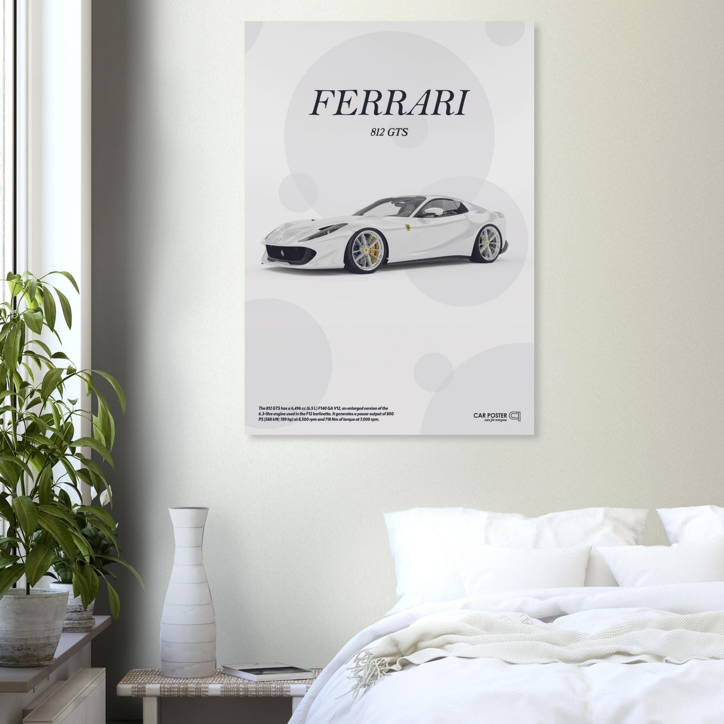 Car Poster - Ferrari 812 GTS Bubblegum - White