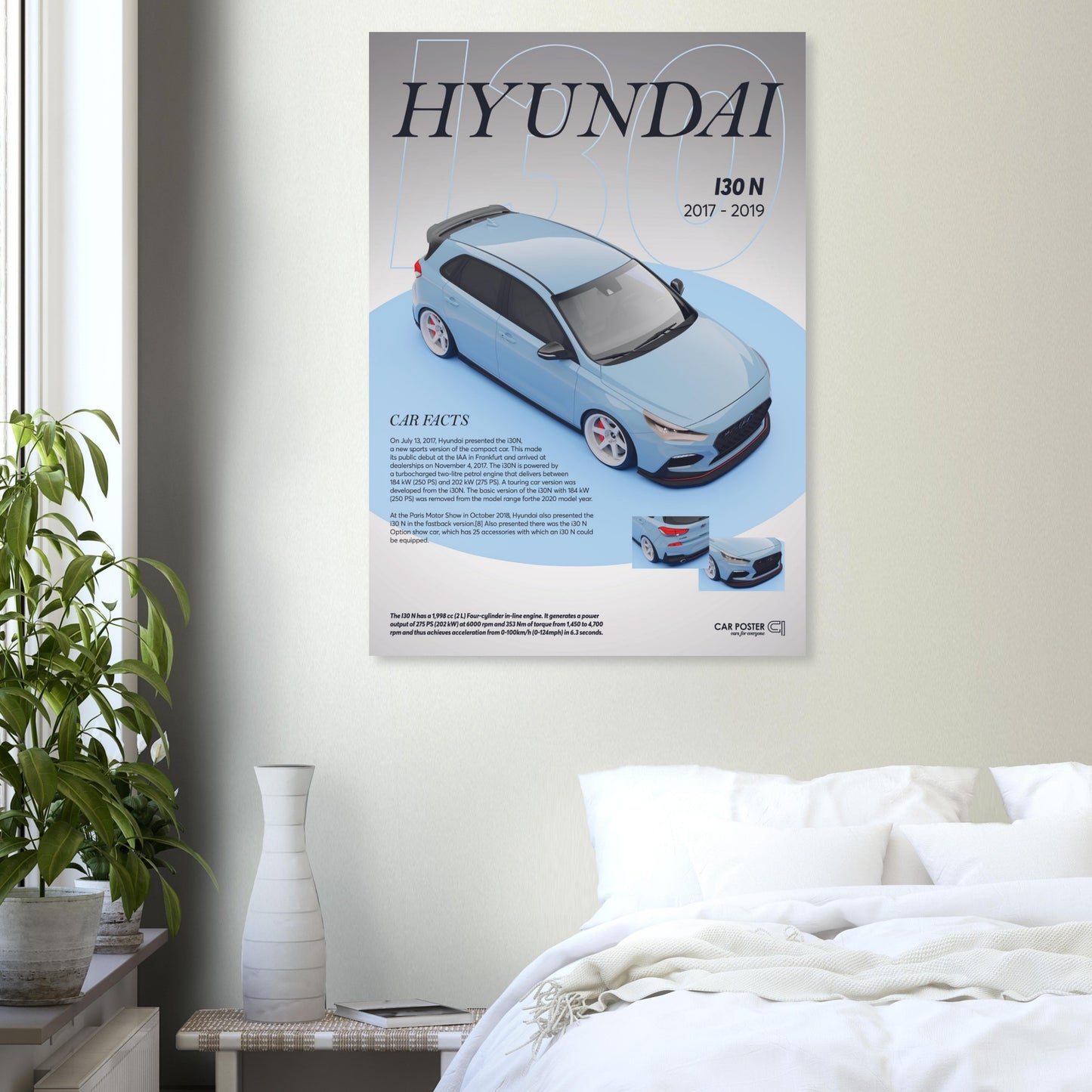 Car Poster - Hyundai I30N - Blue