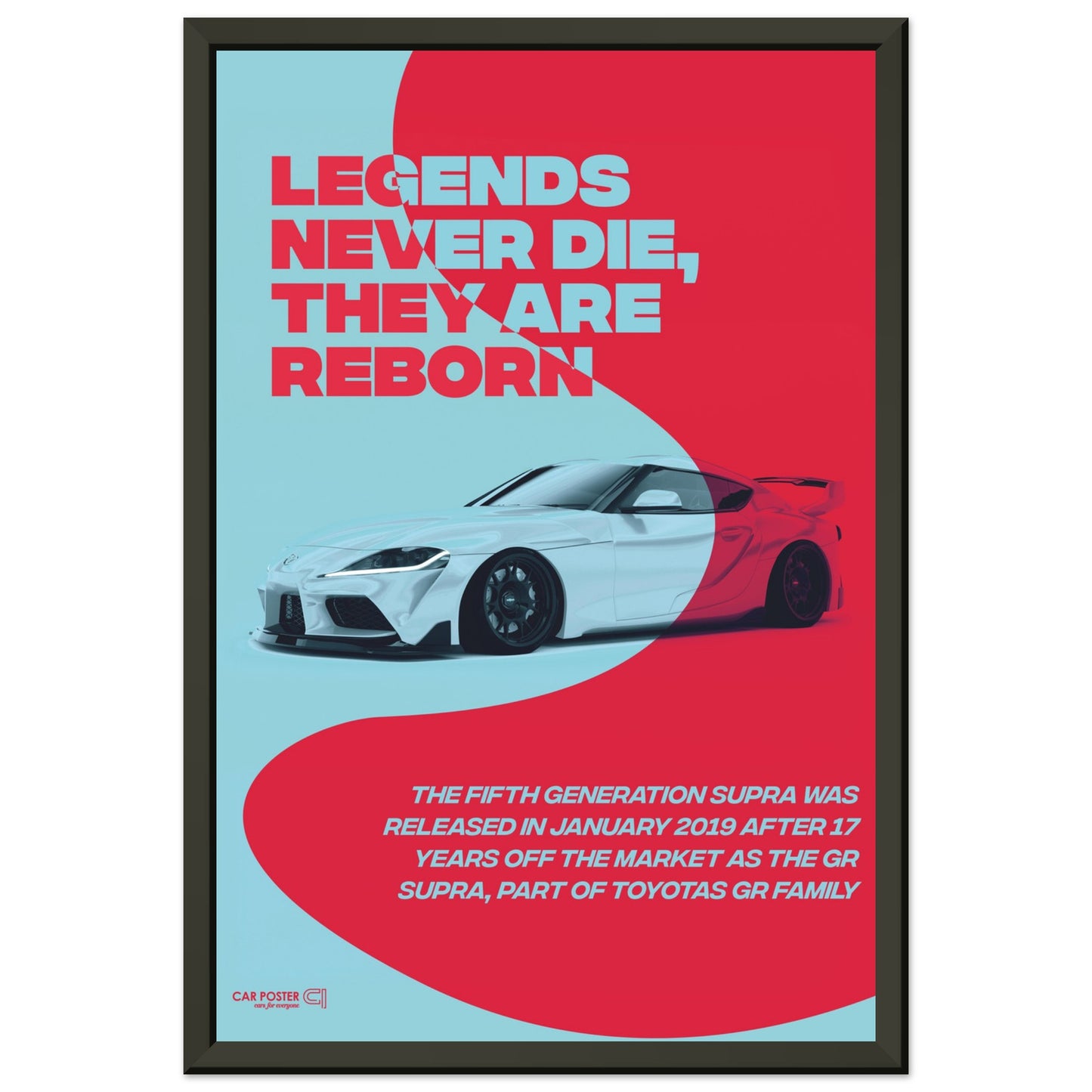 Framed Car Poster - Toyota GR Supra Legend - Red