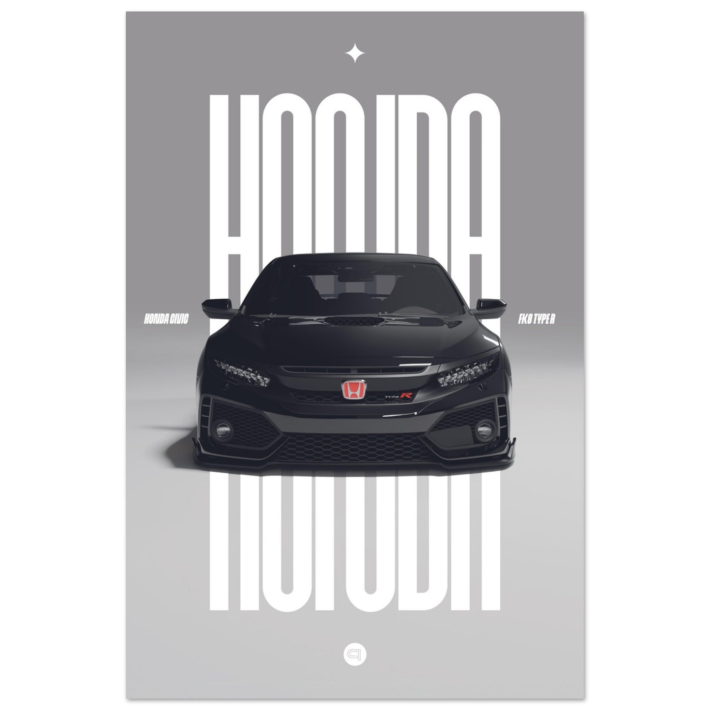 Car Poster - Honda Civic FK8 Type R - Black