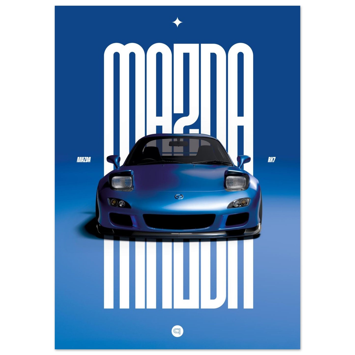 Car Poster - Mazda RX7 - Blue Pop up