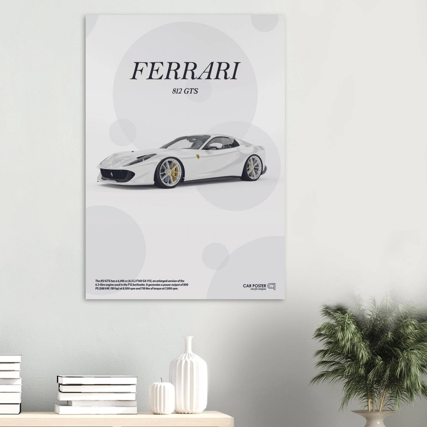 Car Poster - Ferrari 812 GTS Bubblegum - White