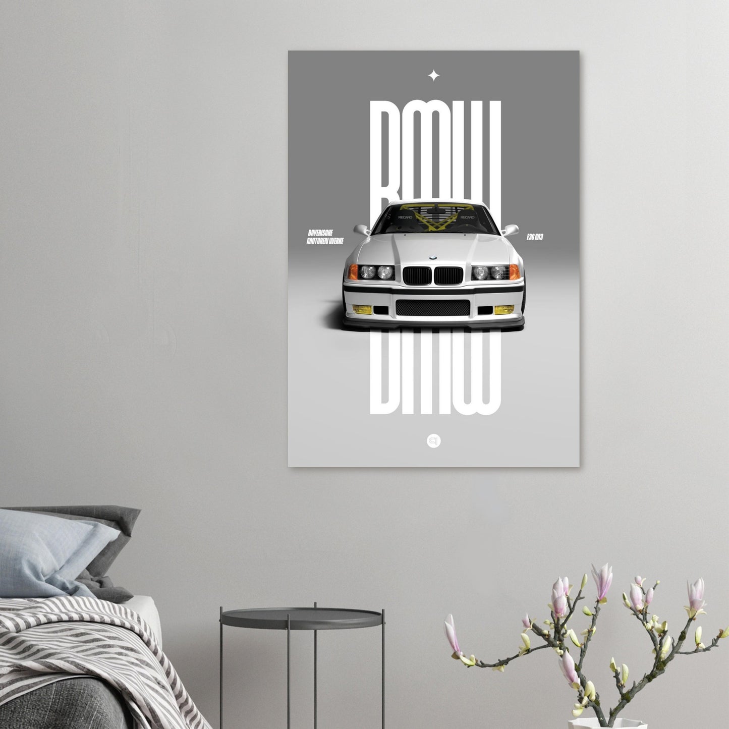 Car Poster - BMW E36 - White