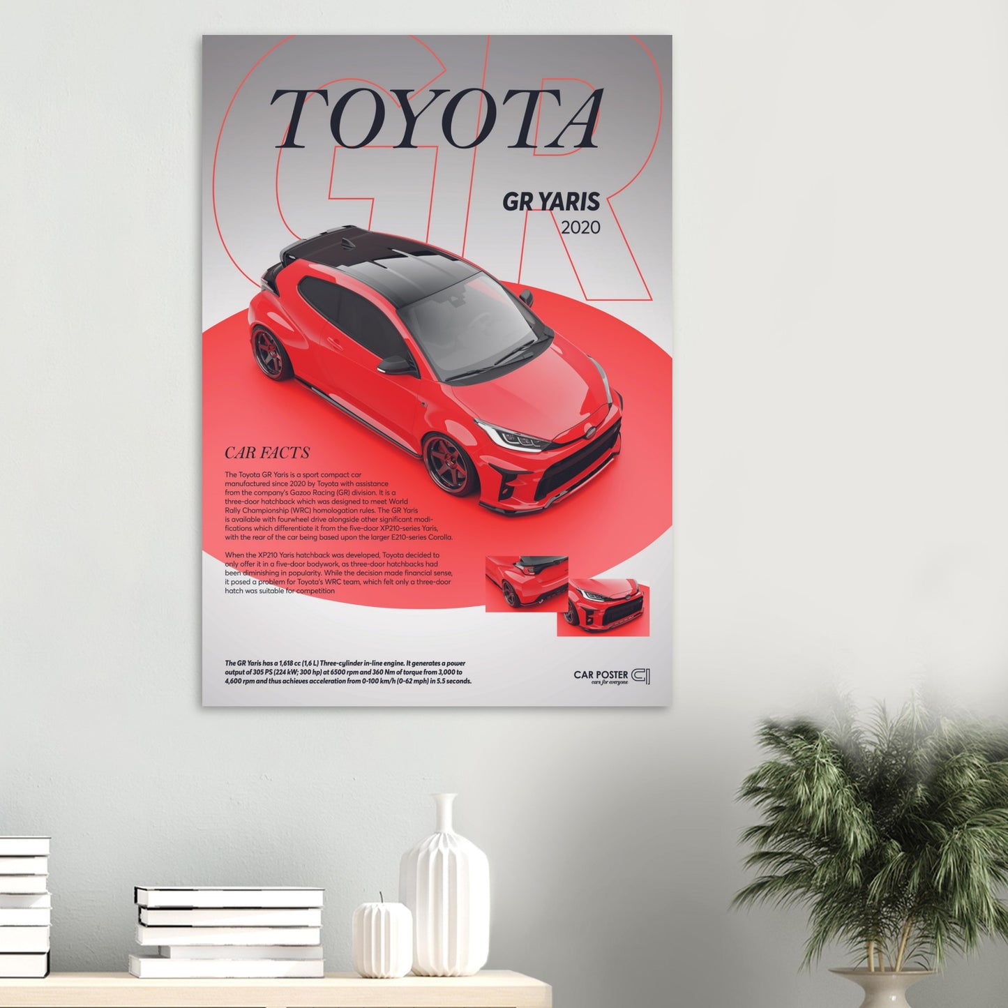 Car Poster - Toyota GR Yaris - Red