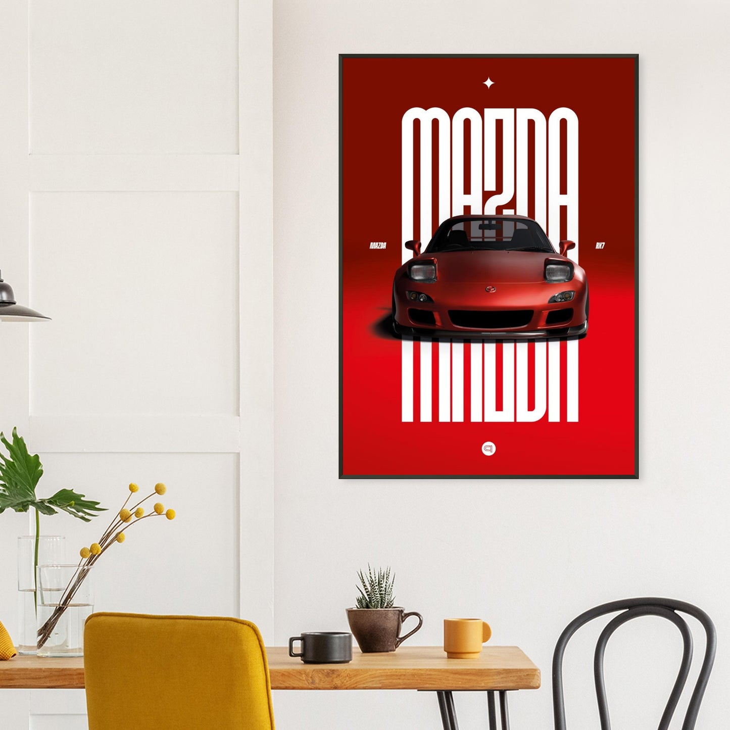 Framed Car Poster - Mazda RX7 - Red Pop up