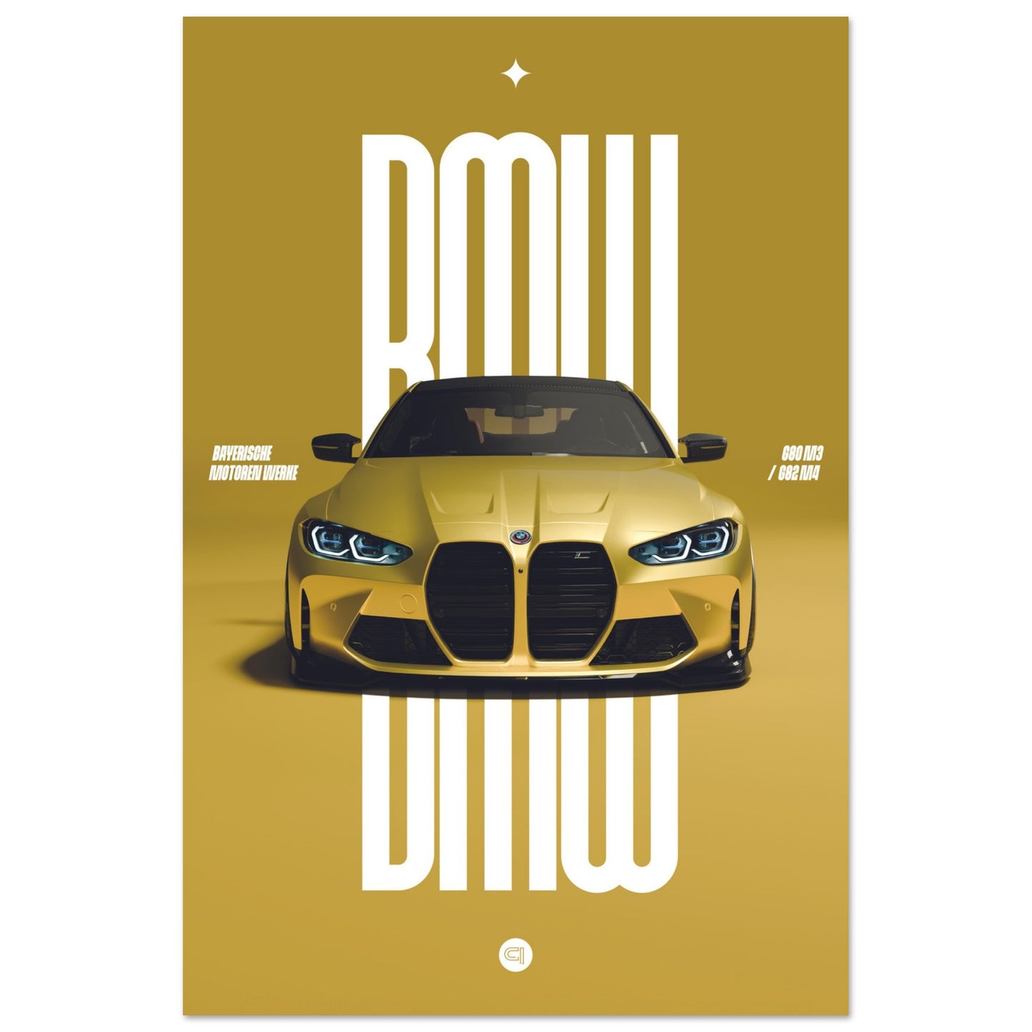 Car Poster - BMW G80 M3 / G82 M4 Bumper - Yellow