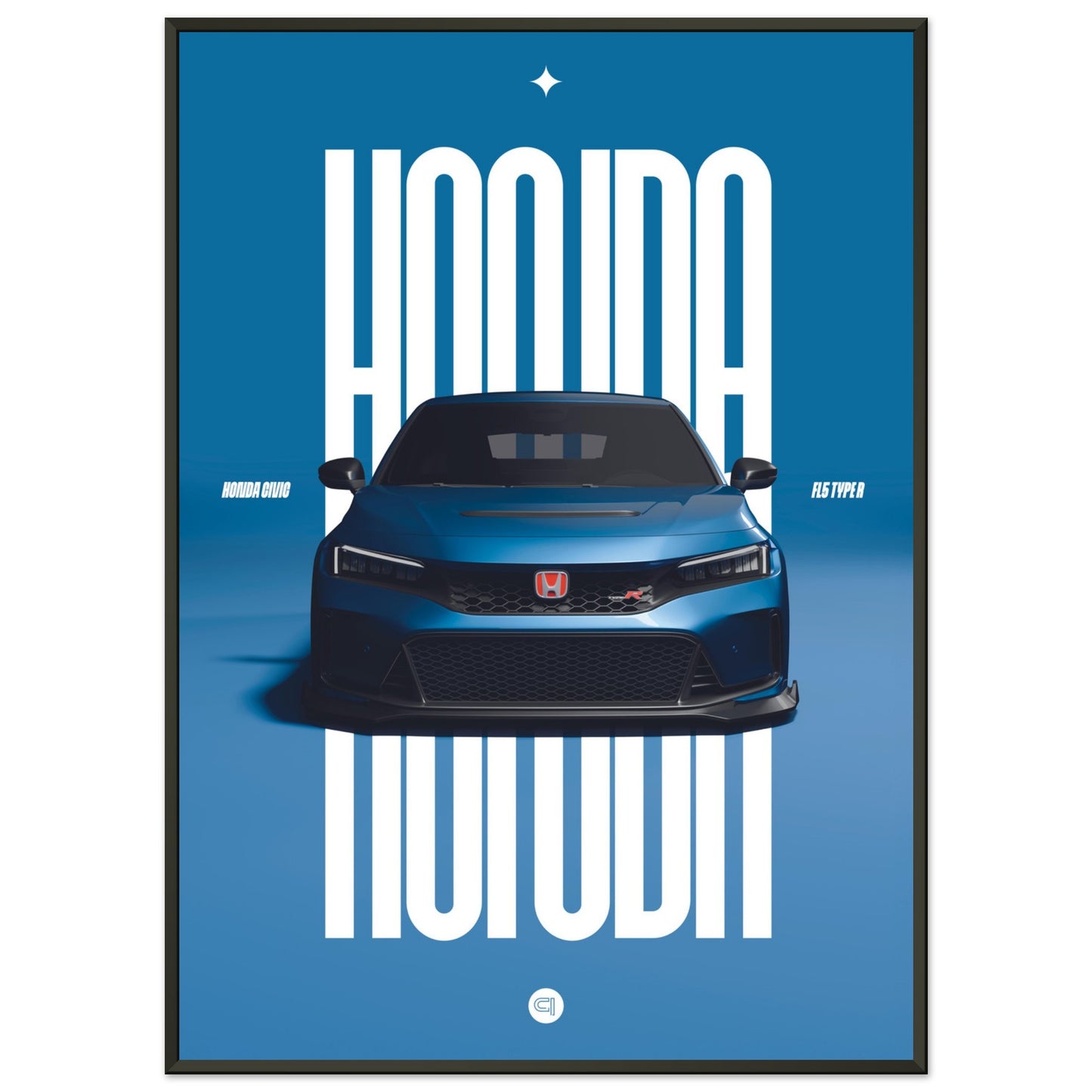 Framed Car Poster - Honda Civic FL5 Type R - Blue