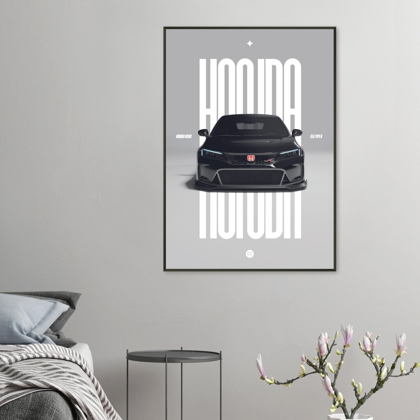 Framed Car Poster - Honda Civic FL5 Type R - White