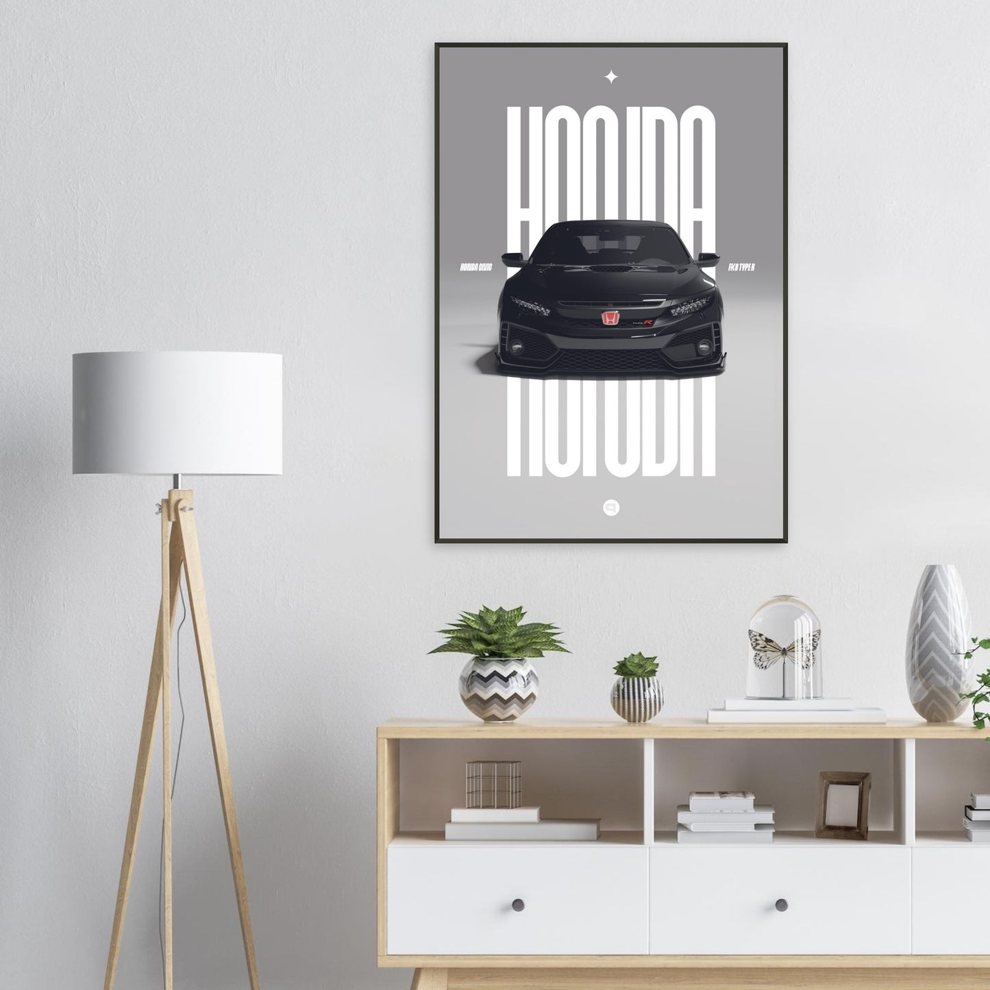 Framed Car Poster - Honda Civic FK8 Type R - Black