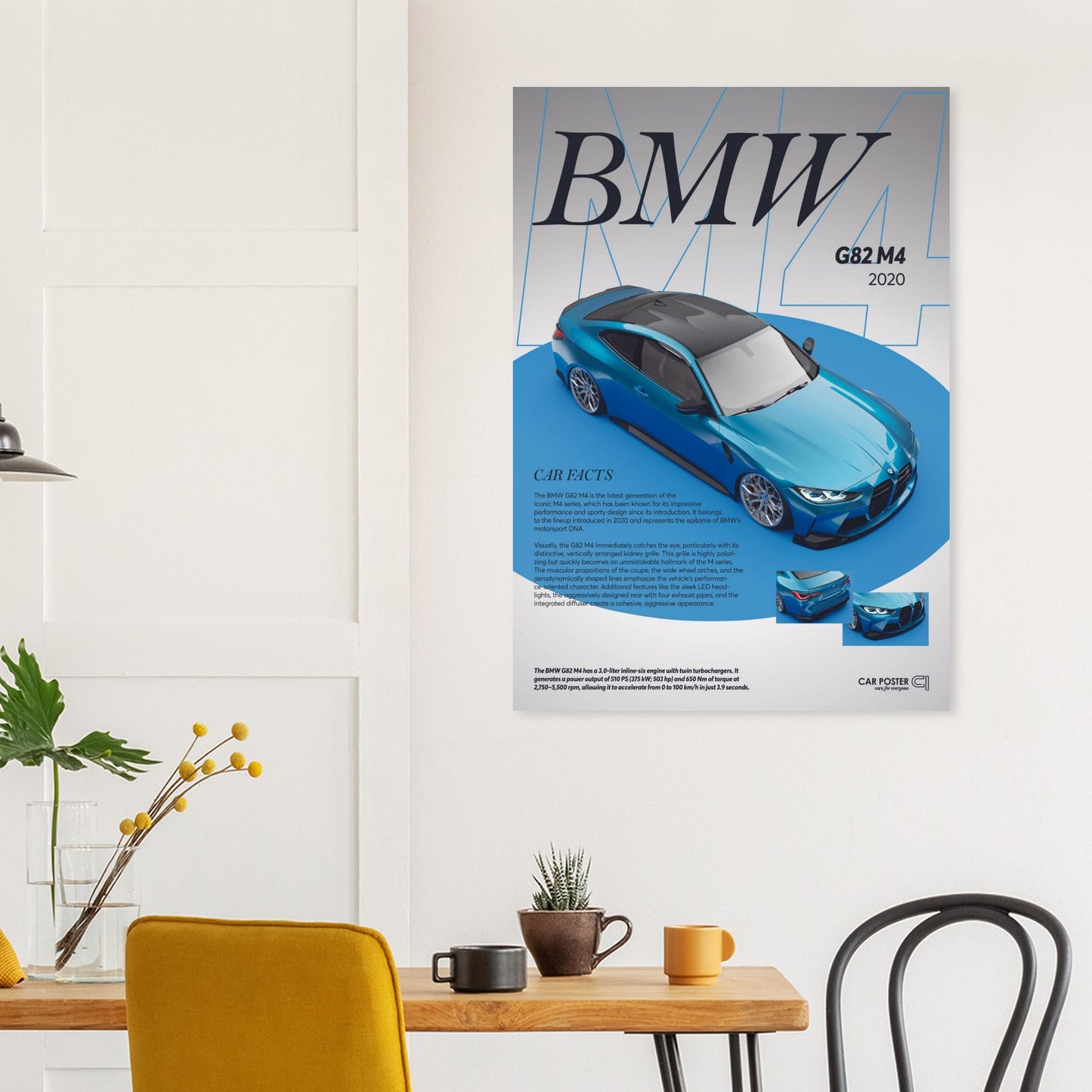 Car Poster - BMW G82 M4 - Blue