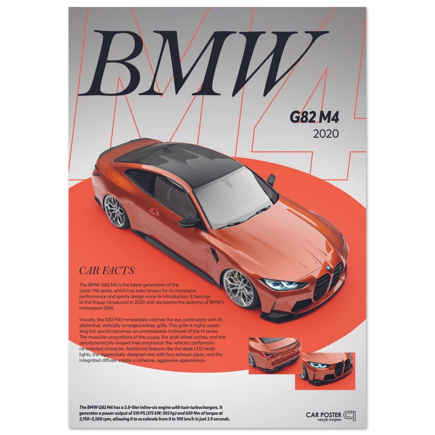 Car Poster - BMW G82 M4 - Orange