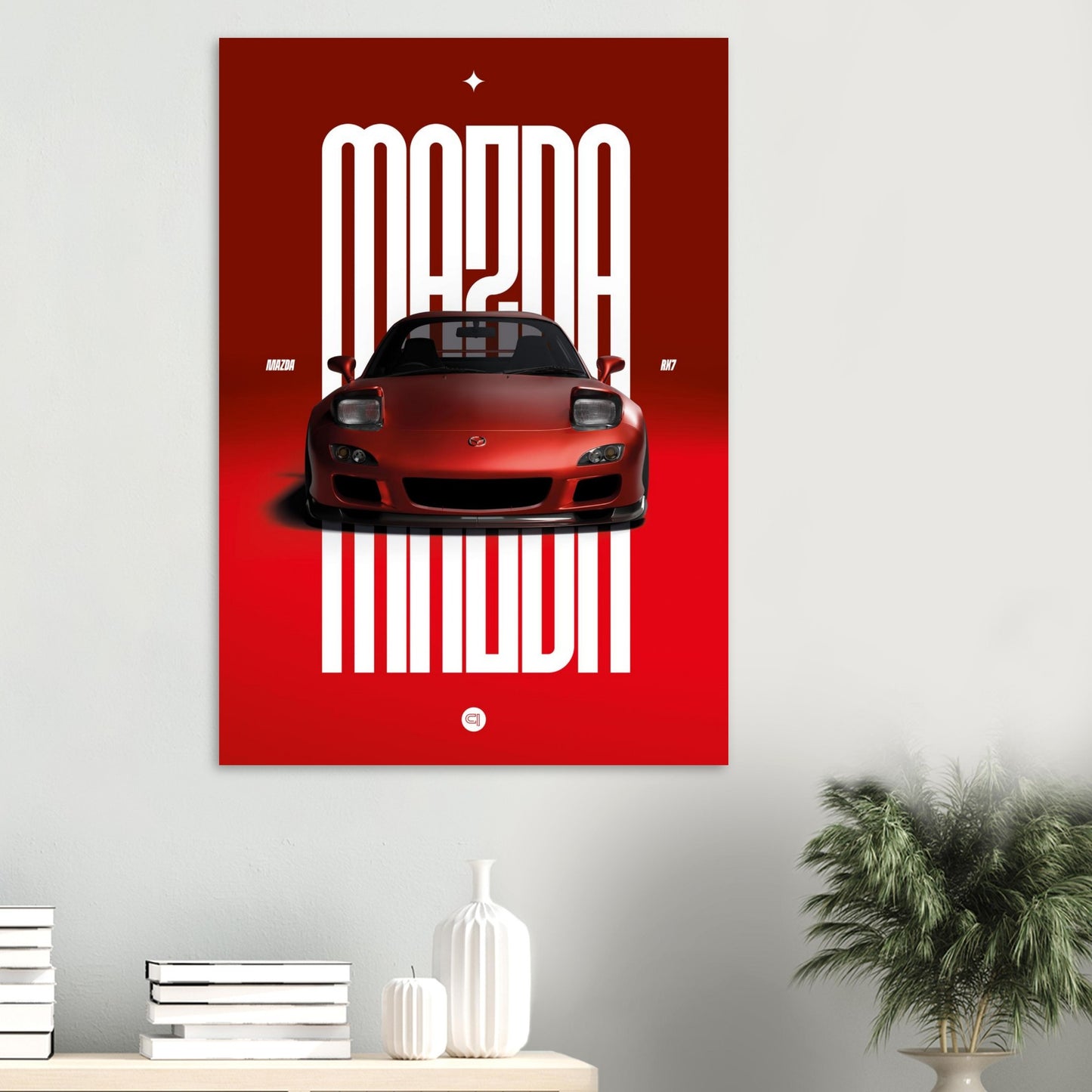 Car Poster - Mazda RX7 - Red Pop up