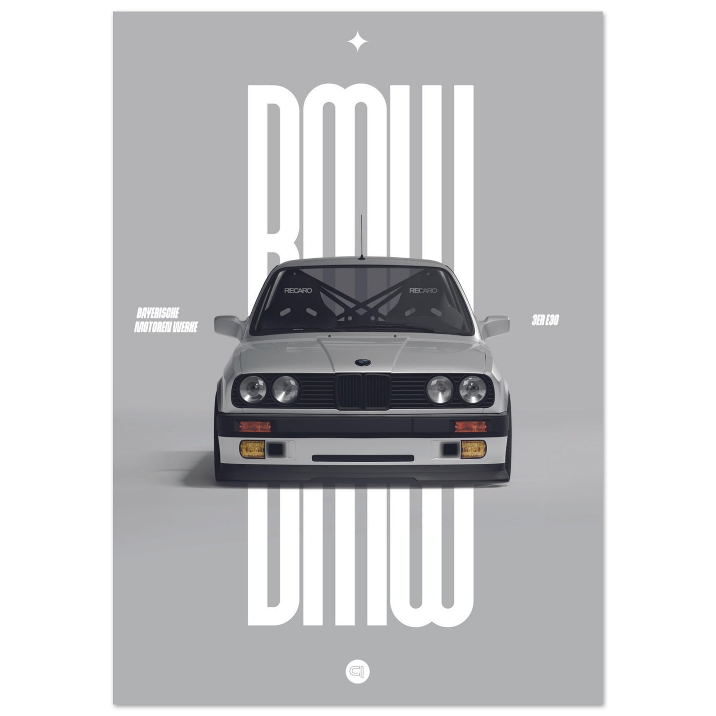 Car Poster - BMW E30 - White