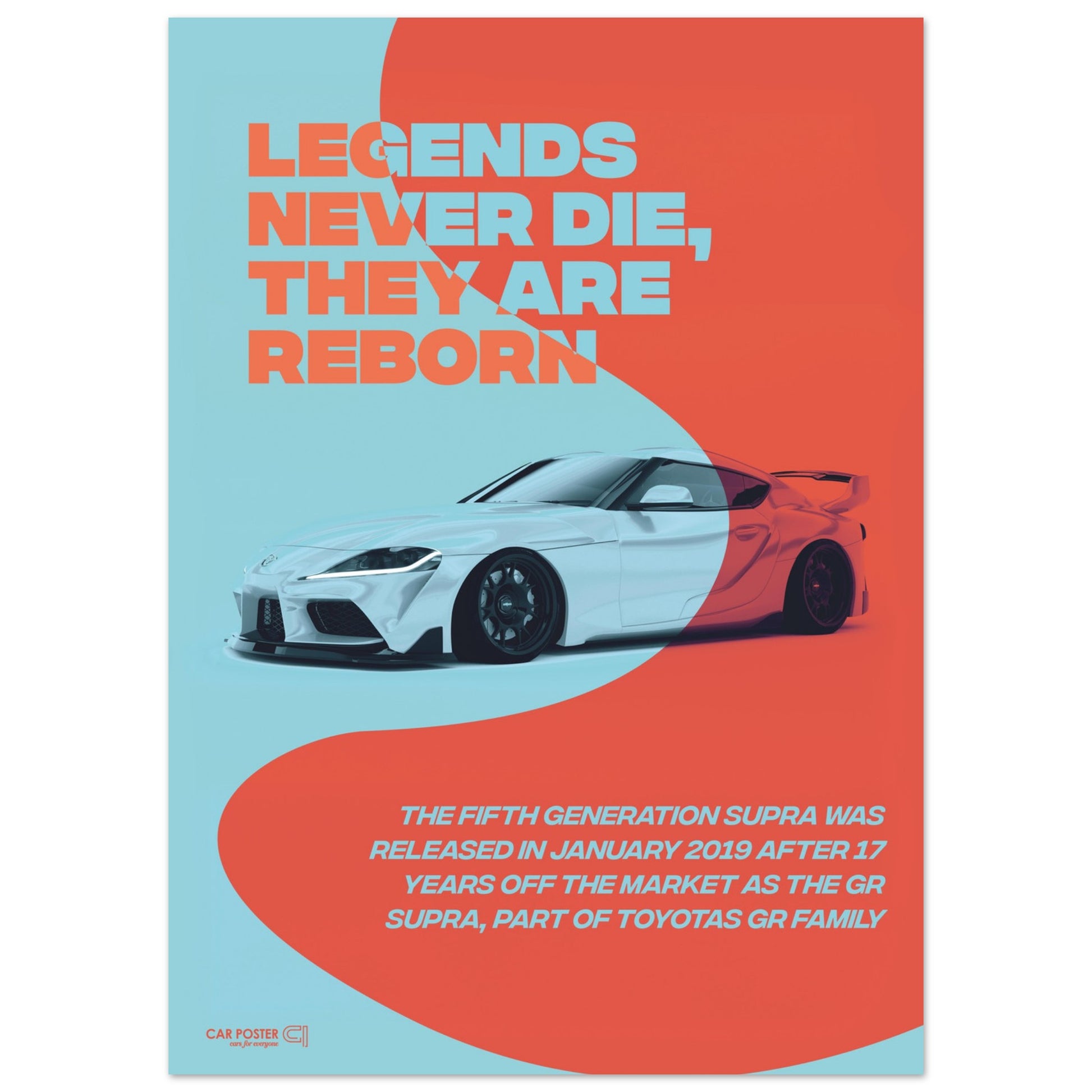 Car Poster - Toyota GR Supra Legend - Orange