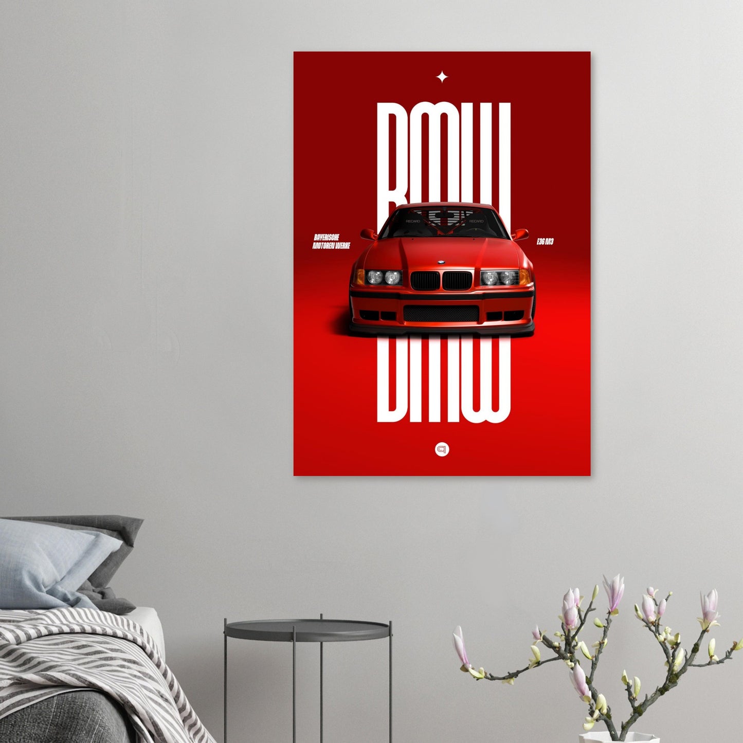 Car Poster - BMW E36 - Red