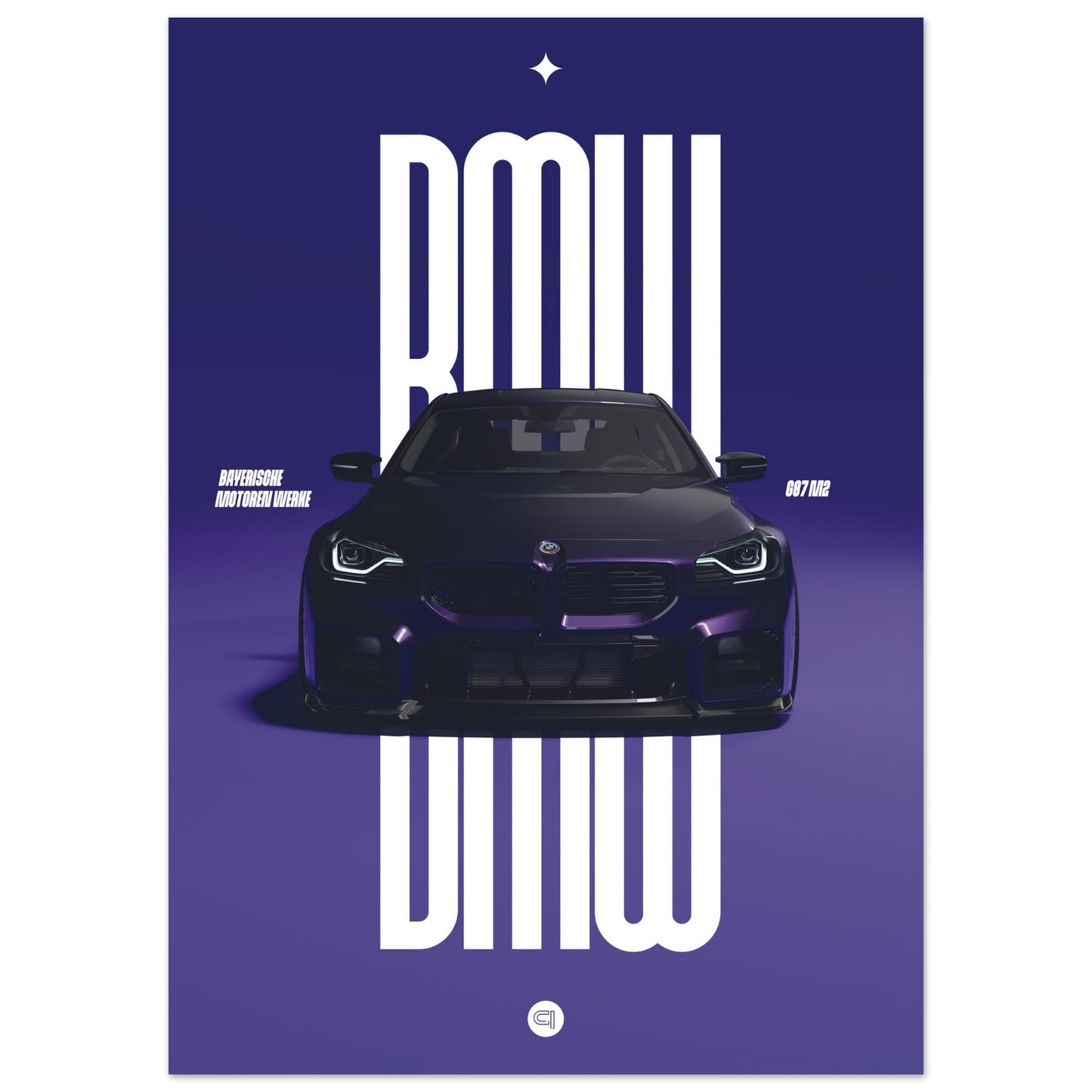Car Poster - BMW G87 M2 - Purple