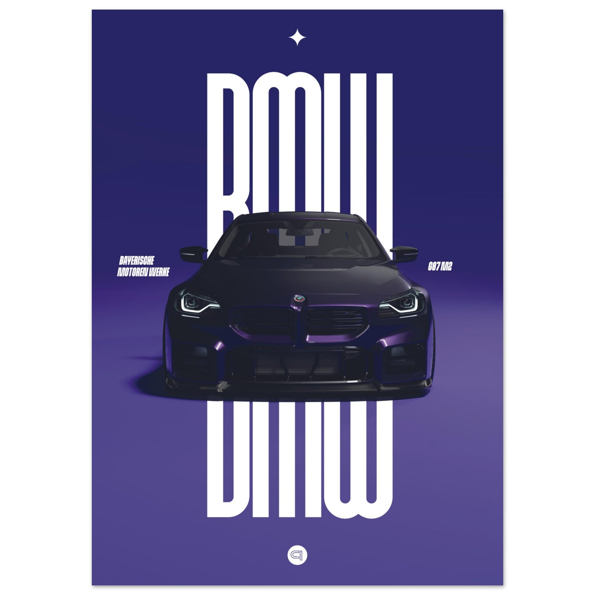 Car Poster - BMW G87 M2 - Purple