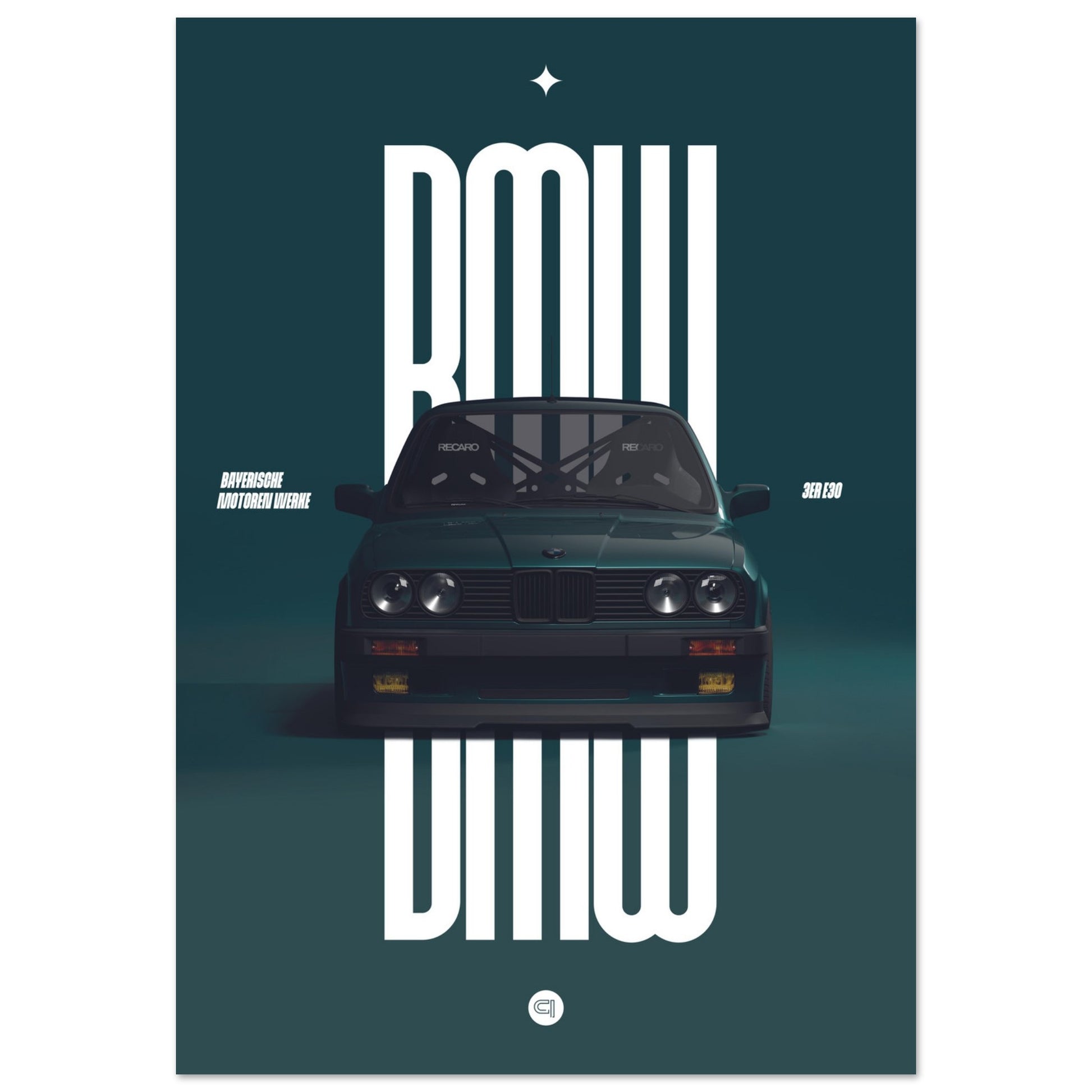Car Poster - BMW E30 - Green