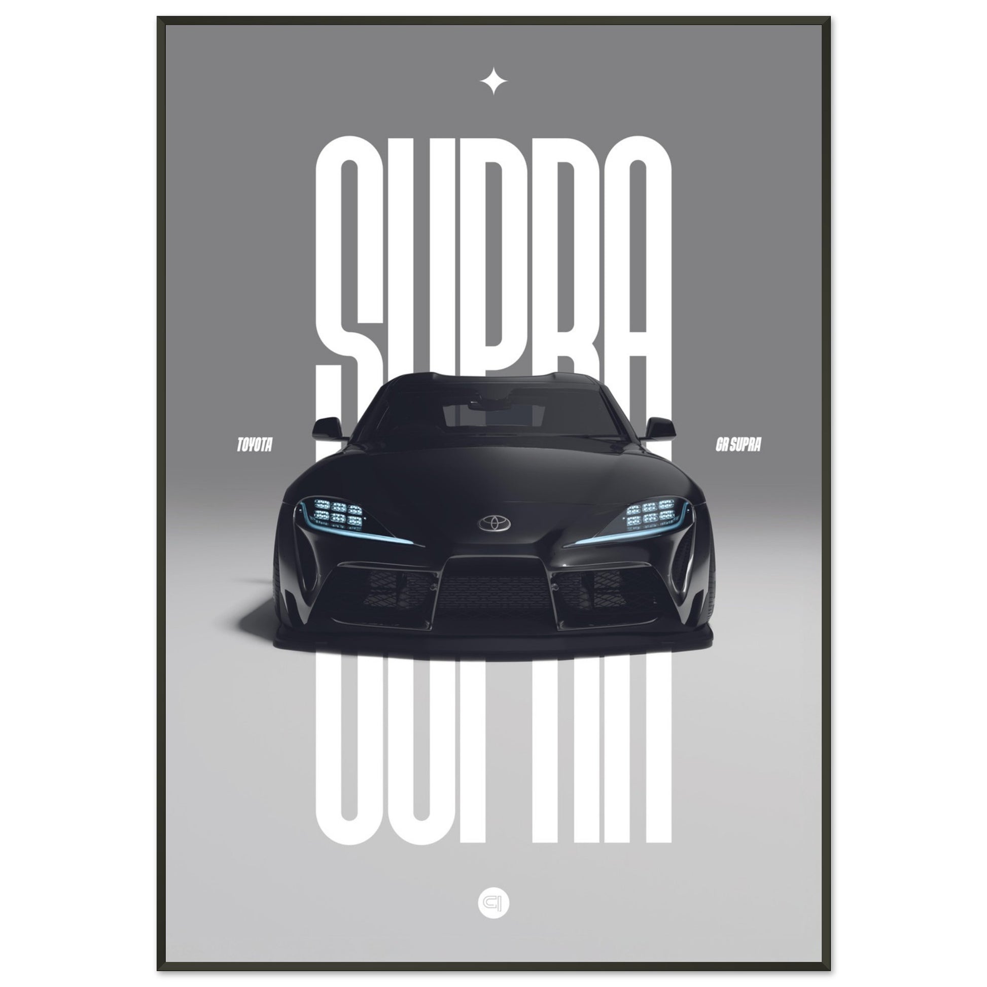 Framed Car Poster - Toyota GR Supra Bumper - Black