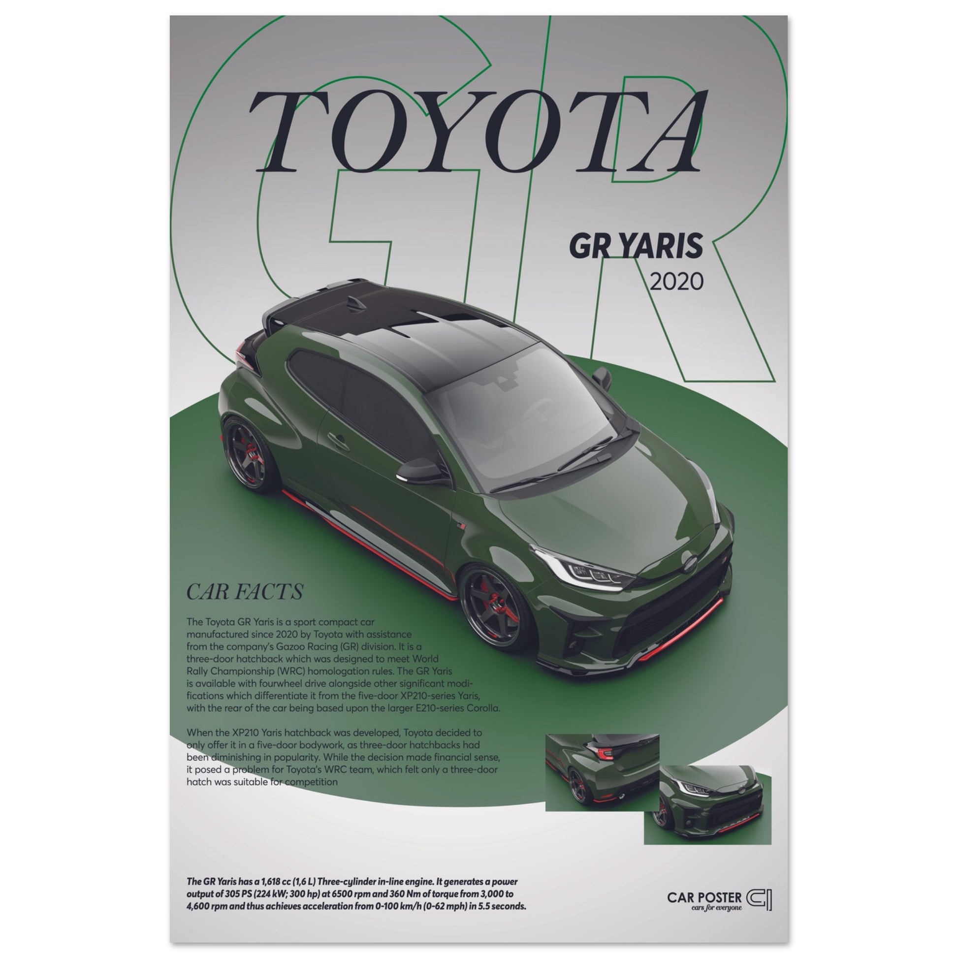 Car Poster - Toyota GR Yaris - Green