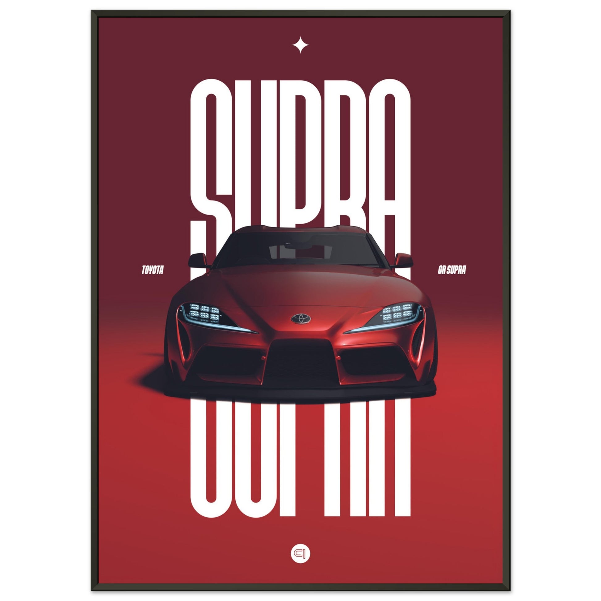 Framed Car Poster - Toyota GR Supra Bumper - Red