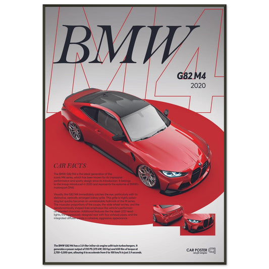 Framed Car Poster - BMW G82 M4 - Red
