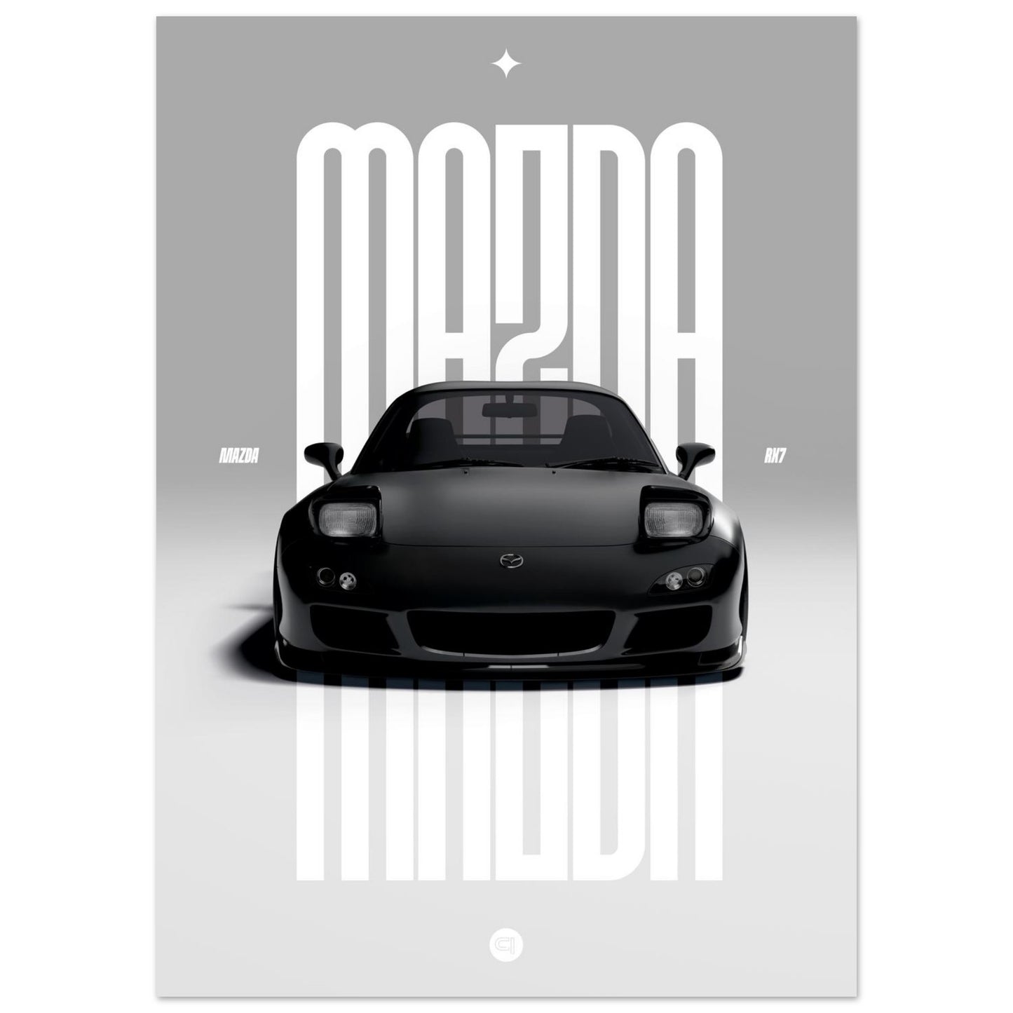 Car Poster - Mazda RX7 - Black Pop up