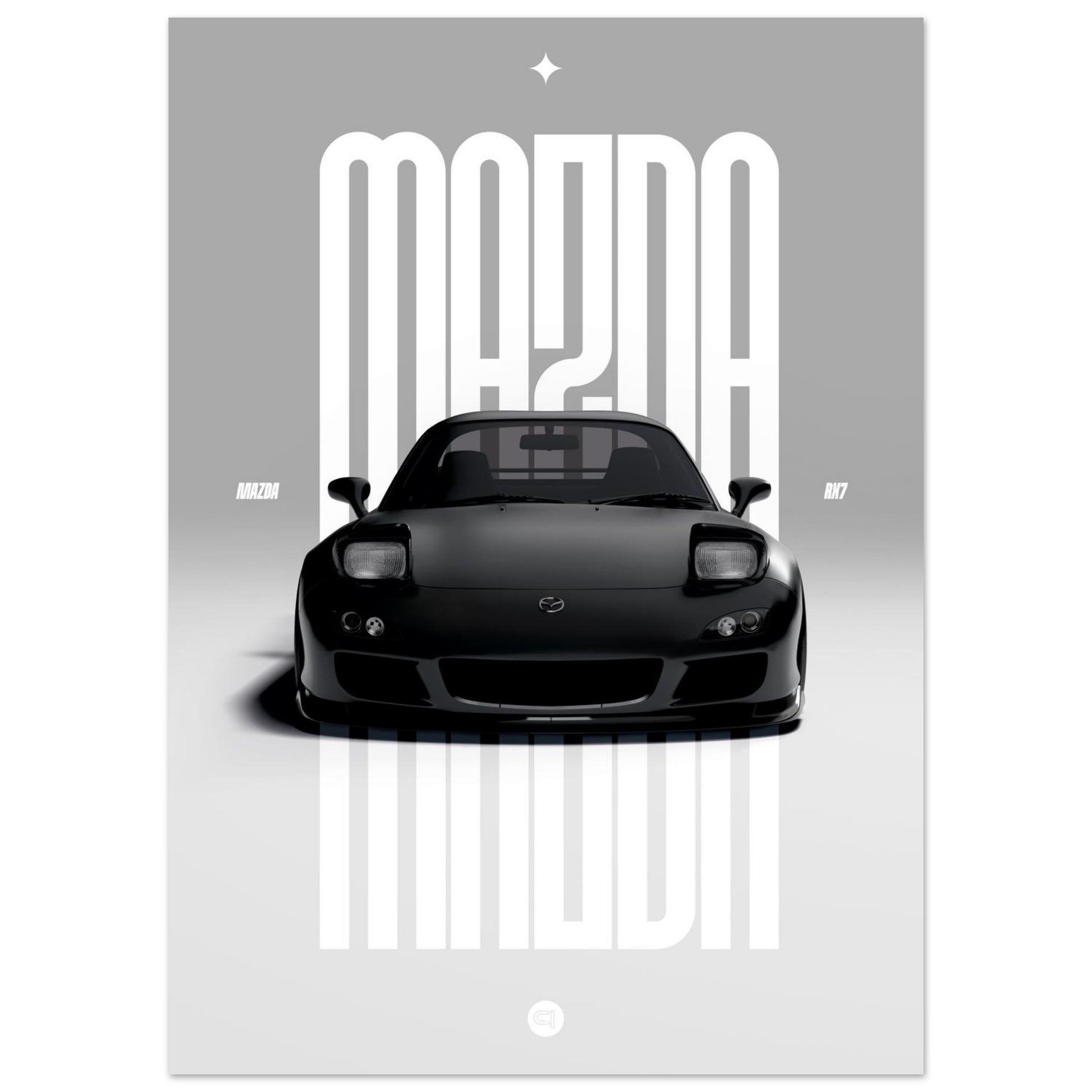 Car Poster - Mazda RX7 - Black Pop up