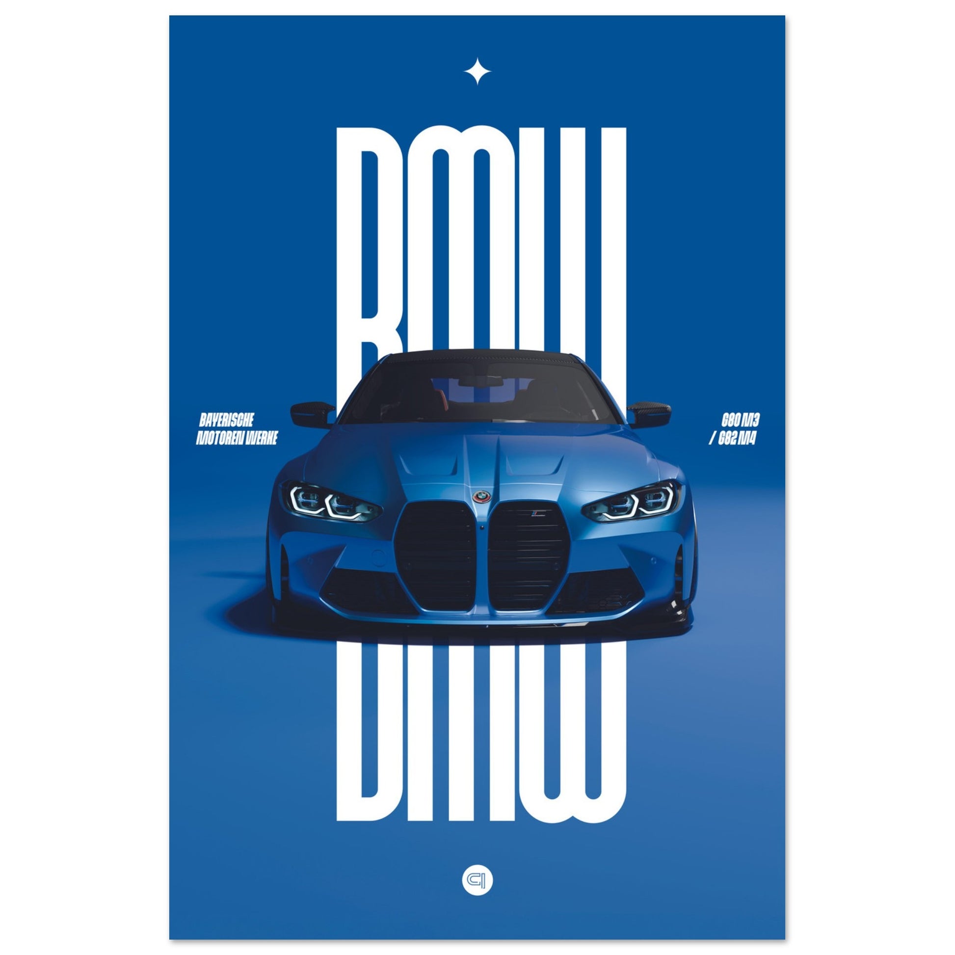 Car Poster - BMW G80 M3 / G82 M4 Bumper - Blue