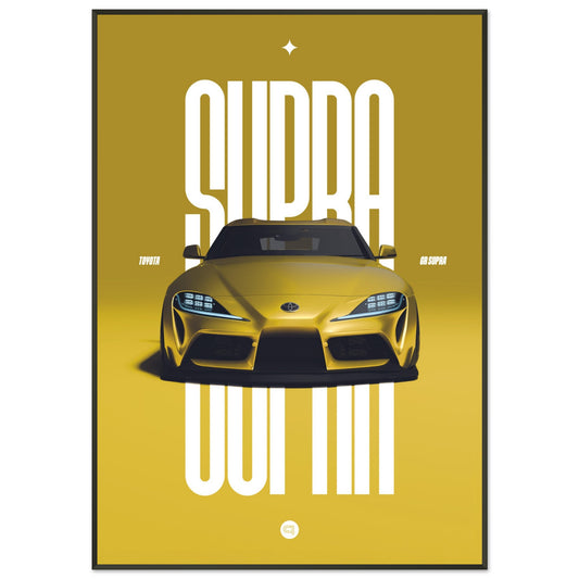 Framed Car Poster - Toyota GR Supra Bumper - Yellow